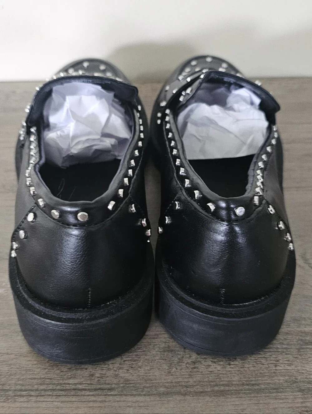 Portland Boot Company Black Studded Penny Loafers Women 7 Preppy